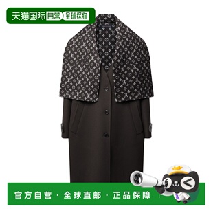 自营1h可退 欧洲直邮LV路易威登 女士巧克力色羊毛老花图案大衣