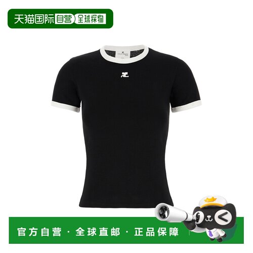 香港直邮Courreges 女士 黑色棉质T恤 VESJTS017JS007009901