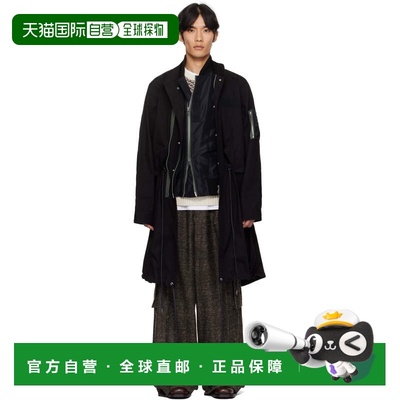 1h可退 香港直邮Sacai 男士 黑色大衣 2503771M black黑色 舒适时