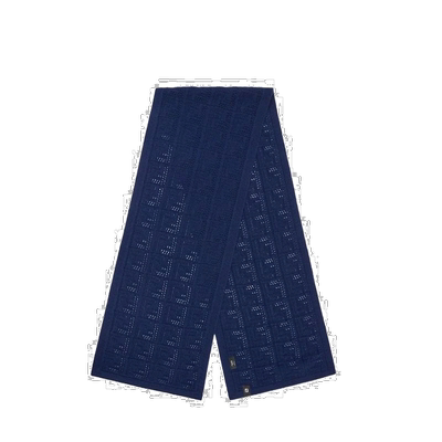 香港直发Fendi芬迪男士蓝色徽标蓝色羊毛围巾潮流质感FXS701AH7L