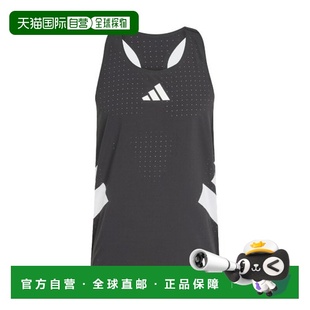 自营欧洲直邮ADIDAS阿迪达斯 ADIZERO男士黑色再生聚酯跑步背心