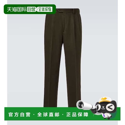 香港直邮AURALEE 男士 驼绒法兰绒直筒长裤 green绿色 舒适时尚