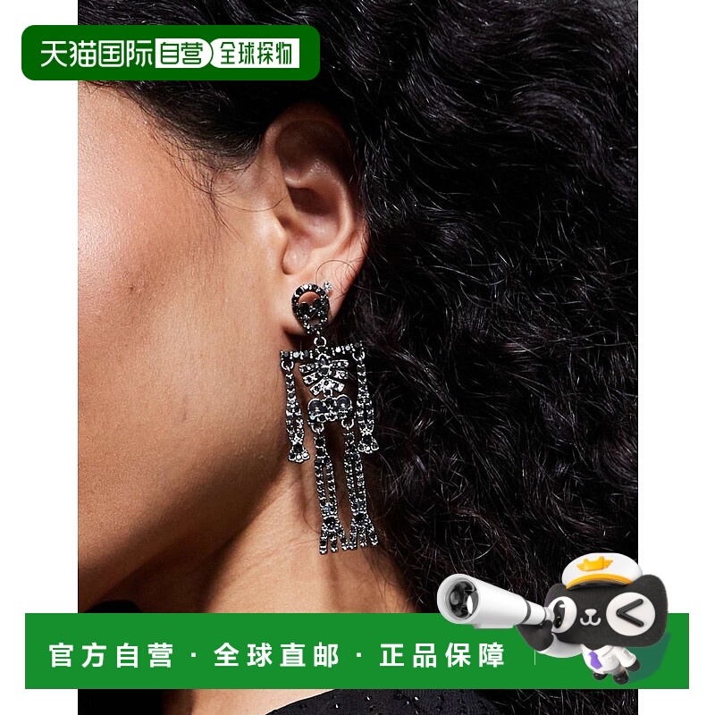 1h可退 香港直邮ASOS 女士 Halloween 设计精致骨骼式耳环(黑色)