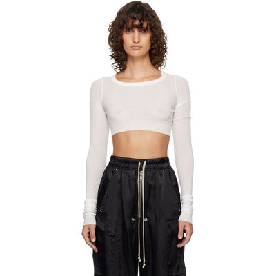 香港直邮rick owens 瑞克 欧文斯 女士 灰白色 LS Crop T恤 RP01F
