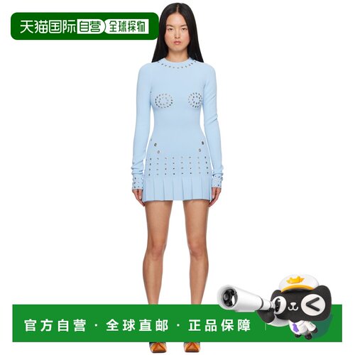 1h可退 香港直邮off-white 女士 蓝色孔眼连衣裙 OWHI110F23KNI00