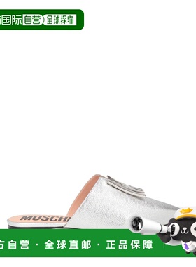 1h可退 香港直邮Moschino 莫斯奇诺 女士 Mules 木屐 metal金属色