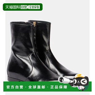 香港直邮KHAITE 女士 Colt 皮质短靴 black黑色 舒适时尚