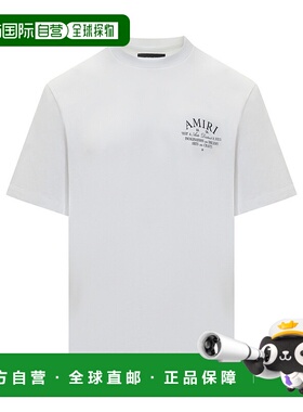 香港直邮AMIRI 男士 Front 白色圆领带Logo印花棉质T恤 AMJYTE107