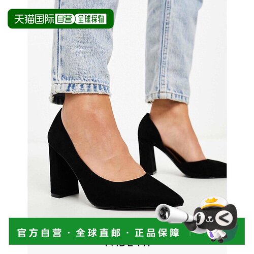 香港直邮ASOS 女士 Winston suedette 设计宽版多尔赛高跟鞋(黑色