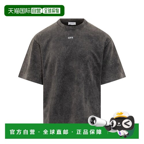 1h可退 香港直邮off-white 男士 黑色 OFF Stamp Skate T恤 OMAA1