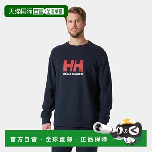 自营Helly Hansen 男士海军蓝棉HH徽标圆领套头衫