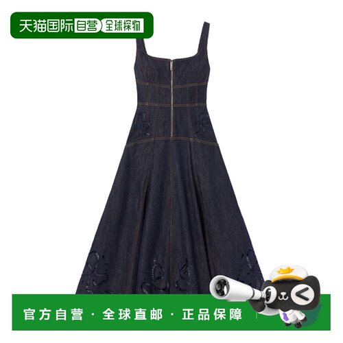 Self-Portrait 蝴蝶结刺绣中长连衣裙 PF26805MBL 【付后1h可退】