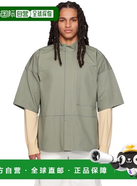 1h可退 香港直邮Jil Sander 吉尔 桑达 男士 绿色拼接衬衫 J47DL0