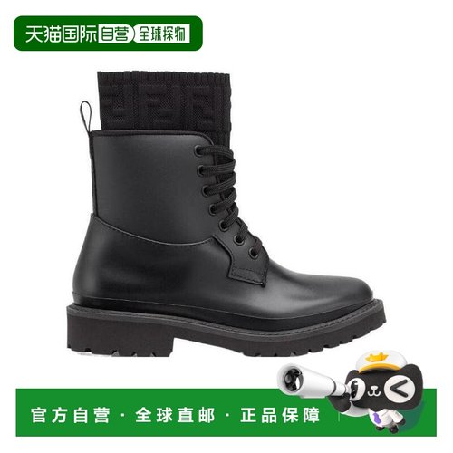 1h可退 香港直邮FENDI 21FW 徽标系带靴子 Women厚底鞋女靴
