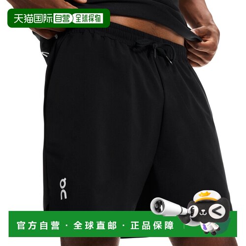 自营欧洲直邮On昂跑 5in Court男士黑色聚酯纤维短裤运动