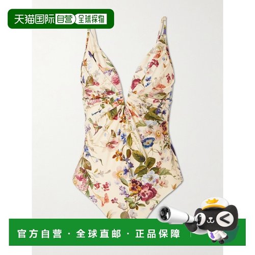 1h可退 香港直邮ZIMMERMANN 女士 Patience 褶裥印花泳衣 1530WRS