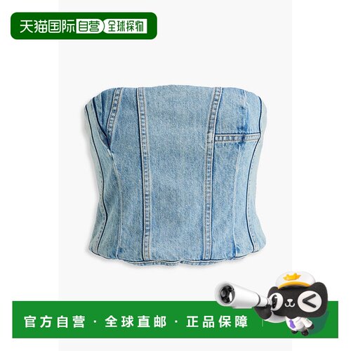 1h可退 香港直邮AMIRI 女士 短款抹胸褪色设计牛仔紧身胸衣 AW23W