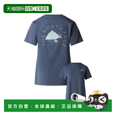 自营欧洲直邮The North Face北面 Monte女士蓝灰色棉/聚酯纤维印T