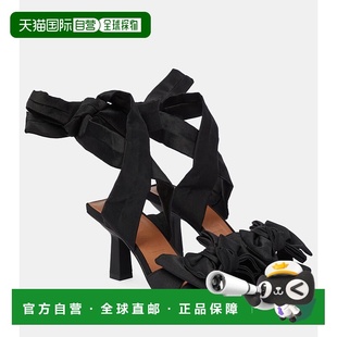 1h可退 香港直邮GANNI 甘尼 女士 蝴蝶结装饰绑带凉鞋 black黑色