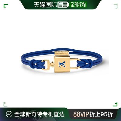 欧洲直邮LV 路易威登 23新款Padlock女士19cm挂锁石油蓝皮革手镯