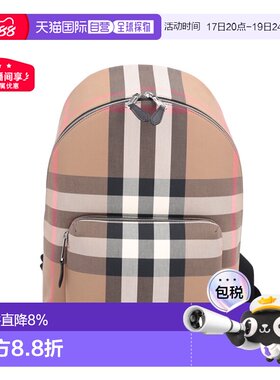 自营BURBERRY博柏利双肩背包经典纺织格纹装饰拉链配口袋春季新款