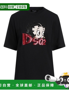 香港直邮Dsquared2 二次方 女士 T恤 black黑色 舒适时尚女装