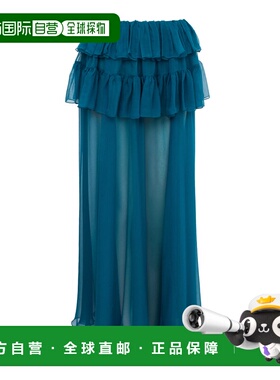 1h可退 香港直邮Chloe 蔻依 女士 真丝薄稠荷叶边长款半身裙长裙