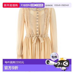 1h可退 香港直邮Self-Portrait 女士 'Tan Georgette... 褶裥服装