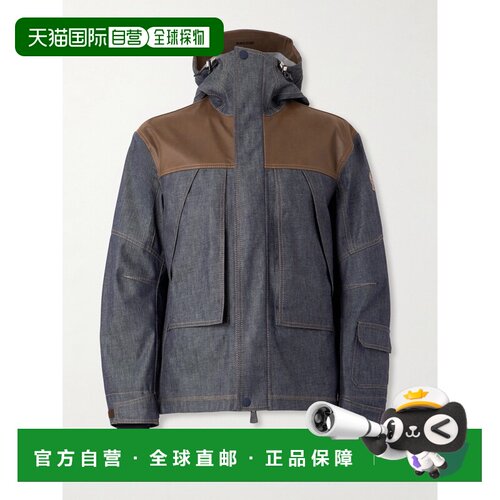 香港直邮moncler 盟可睐 男士 Langtang 3L Tech-Denim 皮革边滑