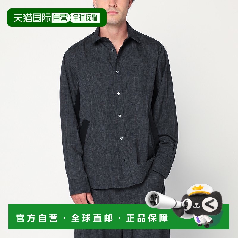 1h可退 香港直邮Sacai 男士 灰色格子羊毛衬衫式夹克 2503805MWO3