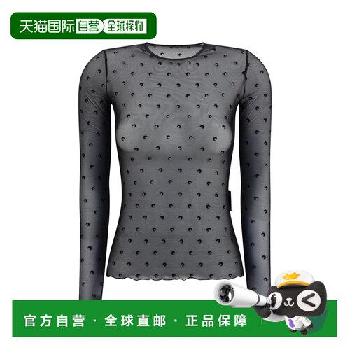 1h可退 香港直邮Marine Serre 女士 SERRE and Polos 海军风T恤黑