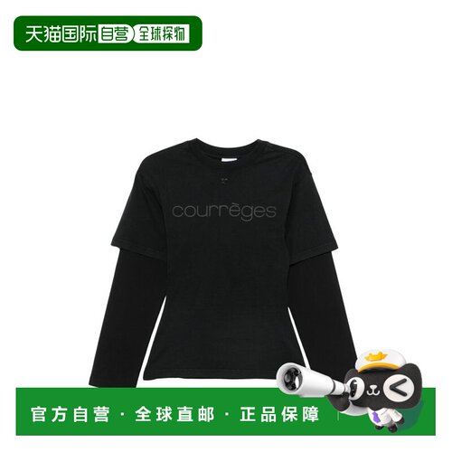1h可退 香港直邮Courreges 女士 黑色棉质T恤 326JTS275JS0305