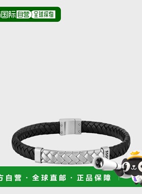 自营欧洲直邮HUGO BOSS雨果BOSS ORANGE人字形金属饰边黑色编织皮