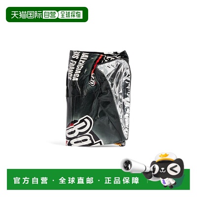 自营欧洲直邮Balenciaga巴黎世家 Chips男士黑色小牛皮logo标识护