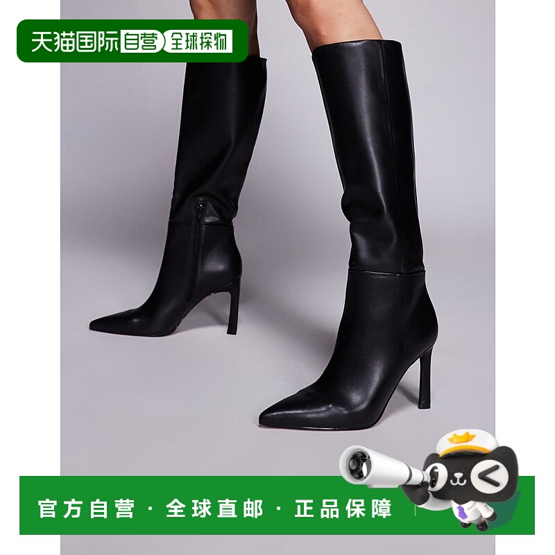 1h可退 香港直邮ASOS 女士 Charmed 设计宽版高跟及膝靴子(黑色)