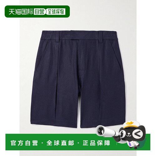 香港直邮Loro Piana 诺悠翩雅 男士 Reinga 阔腿褶裥亚麻斜纹布百