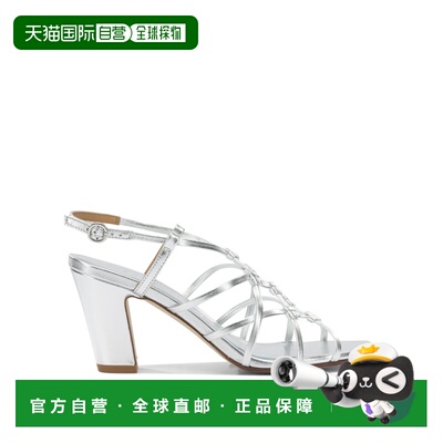 香港直邮aeyde 女士 ACACIA 75MM 银色层叠纳巴革牛皮高跟凉鞋 AC
