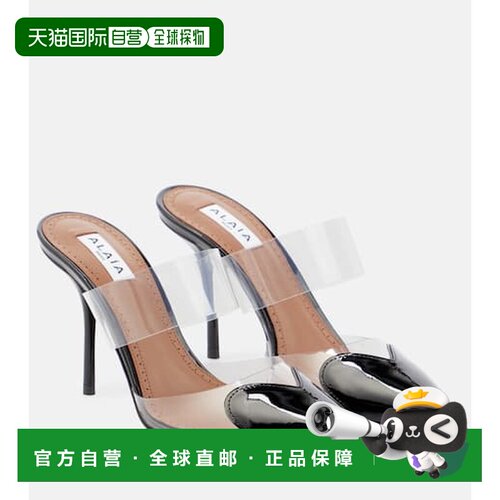 1h可退 香港直邮Alaia 女士 Cœur and PU 漆皮凉拖 black黑色 舒