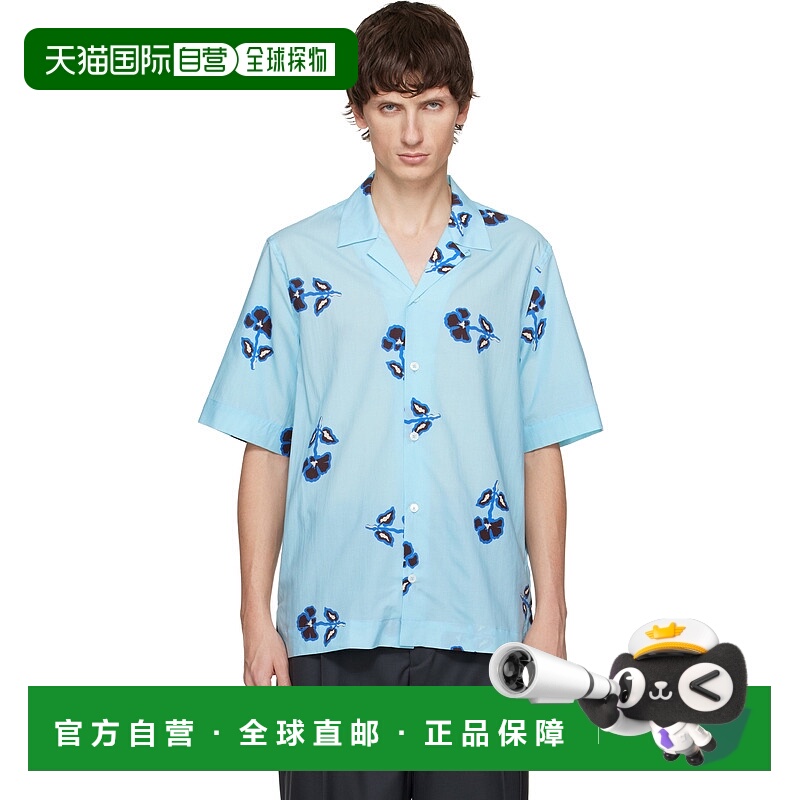 香港直邮Paul Smith 保罗 史密斯 男士 蓝色 Tri Flower 短袖衬衫