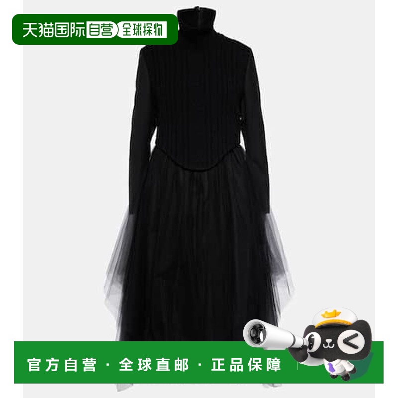 香港直邮Tom Ford 汤姆 福特 女士 羊毛混纺薄纱中长连衣裙