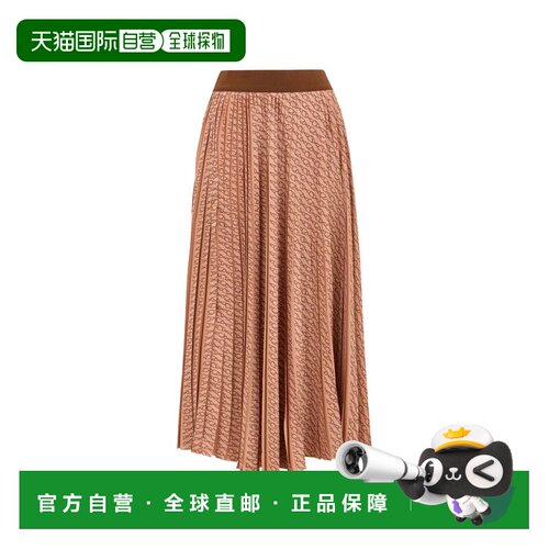 香港直邮Herno 女士 褐色皮革棉质百褶裙半身裙 GN000106D12886