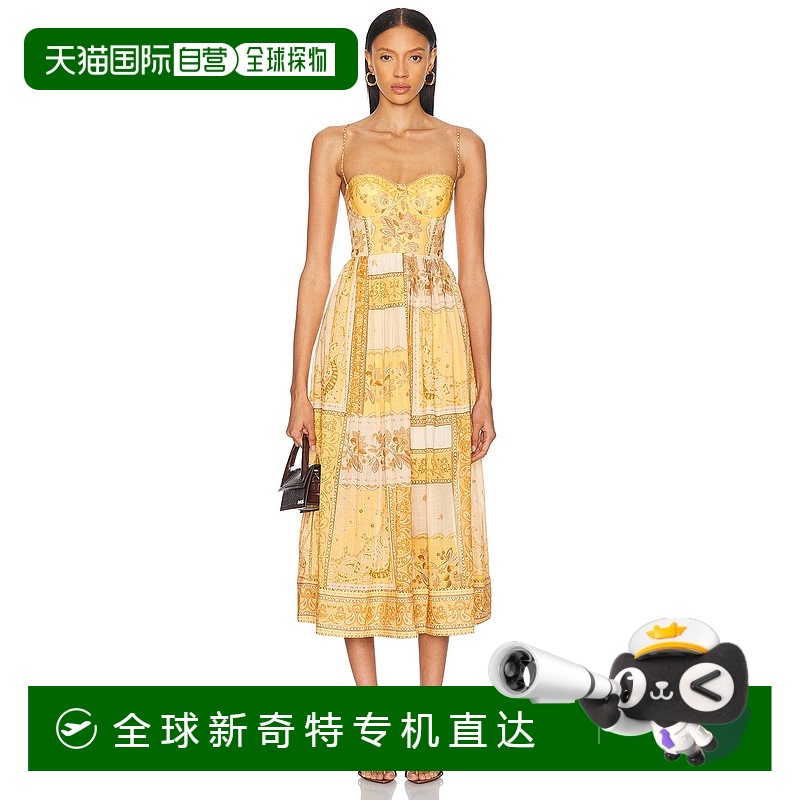 1h可退 香港直邮ZIMMERMANN 女士 Lucky 束腰中长连衣裙 4236DSS2
