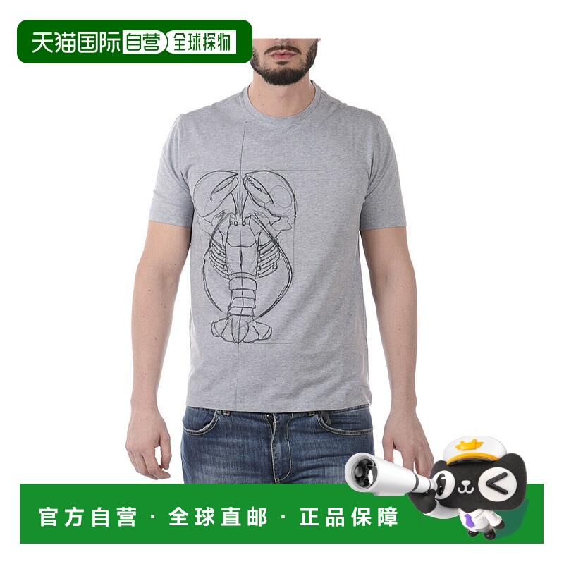 【99新未使用】香港直邮Zegna 龙虾图案短袖T恤 VP372ZZ630DGRIGI