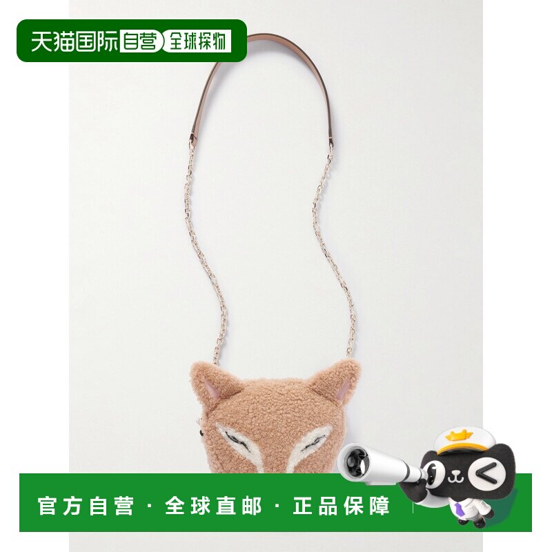 1h可退 香港直邮Jimmy Choo 周仰杰 女士 狐狸皮革饰边毛羊皮肩包
