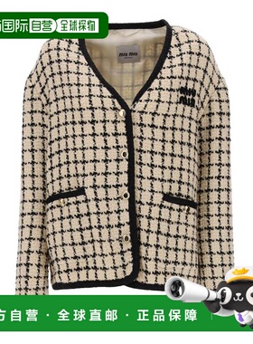 1h可退 香港直邮Miu Miu 缪缪 女士 毛呢格纹口袋衬衫 MH1873139K