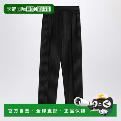 香港直邮MaxMara 麦斯玛拉 女士 黑色细条纹羊毛裤子 SESAMOCO002