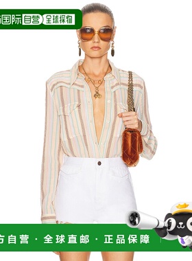 香港直邮Chloe 蔻依 女士 系扣长袖上衣 条纹 25AHT06时尚舒适