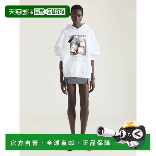自营欧洲直邮Givenchy纪梵希 Archives女士白色棉质印花连帽卫衣