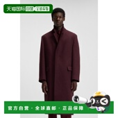 男士 自营欧洲直邮Hugo Boss 深红色腈纶戗驳领大衣