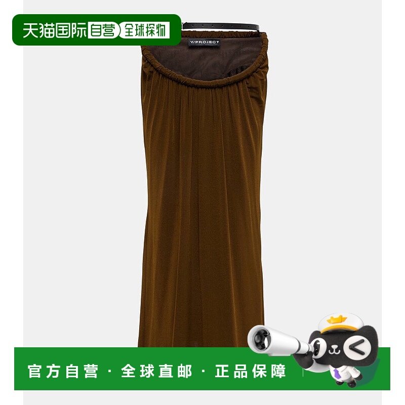 1h可退 香港直邮Y PROJECT 女士 束带针织中长半身裙 brown棕色,女装/女士精品,半身裙,淘宝优惠券,粉丝福利购,淘宝优惠卷